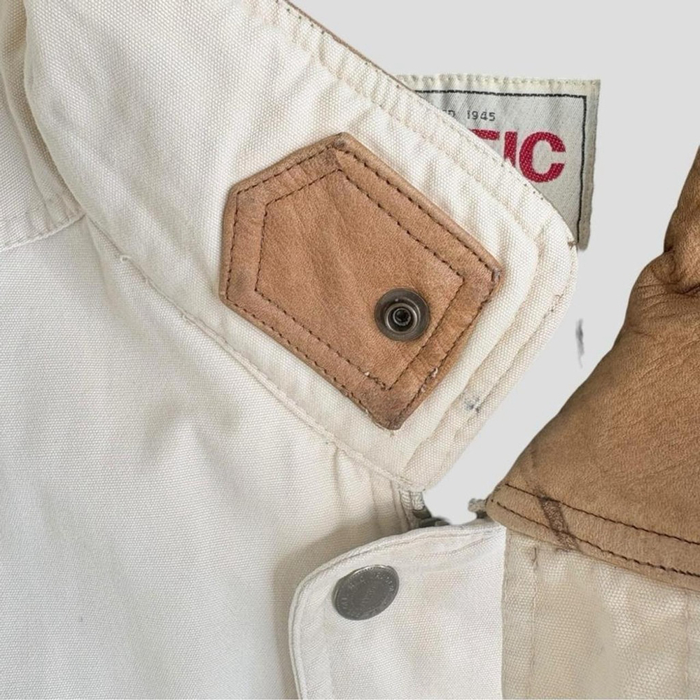 Wintage  Men's L Heavy Duty Canvas Trucker Workwear Beige Vest Flannel lining - Picture 5 of 8